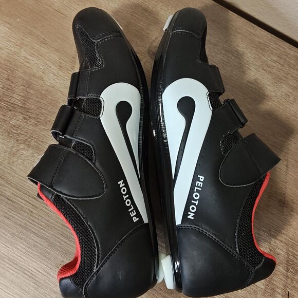 Peloton Cycling Shoes EU 42 Look Delta 3-Bolt Black Red Ratchet Straps - Picture 7 of 12